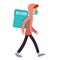 Deliveryman young man delivery walking courier character cartoon flat design design vector illustration