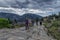 Delphi, Phocis / Greece. Tourists following the Sacred Way in the archaeological site of Delphi