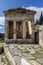 Delphi, Phocis / Greece. The `Treasure` of the Athenians was one of the most important and impressive buildings 