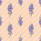 Delphinium flowers floral seamless pattern on pink yellow stripes