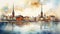 Delta Of Sweden: Dreamlike Watercolor Illustration Of Stockholm