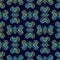 Deluxe seamless pattern with colorful metallic decorative ornament on dark blue background