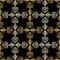 Deluxe seamless pattern with golden and silver decorative ornament on black background