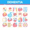 Dementia Brain Disease Collection Icons Set Vector