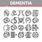 Dementia Brain Disease Collection Icons Set Vector