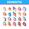 Dementia Brain Disease Isometric Icons Set Vector