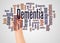 Dementia word cloud and hand with marker concept