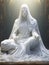 Dementor ghost in white sheet doing yoga, sitting in the lotus position, AI
