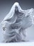 Dementor ghost in white sheet on white background, death and Halloween concept, AI