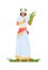 Demeter Greek goddess. Ancient mythological character. Deity of fertility and agriculture. Woman in white dress and