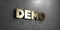 Demo - Gold sign mounted on glossy marble wall - 3D rendered royalty free stock illustration