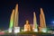 Democracy Monument close-up in nightlight. Bangkok