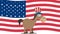 Democrat Donkey Cartoon Character With Uncle Sam Hat Over USA Flag
