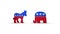 Democrat donkey and republican elephant - Election 2020 - 3D rendered animation