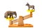 Democratic process and two party system concept with a donkey representing the democratic party in the USA and an elephant, a