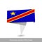 Democratic republic of the Congo Country flag. Folded ribbon banner flag