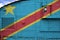 Democratic Republic of the Congo flag depicted on side part of military armored tank closeup. Army forces conceptual background