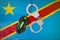 Democratic Republic of the Congo flag and handcuffed computer mouse. Combating computer crime, hackers and piracy