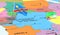 Democratic Republic of the Congo, Kinshasa - national flag pinned on political map