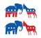 Democratic and Republican political symbols. Election, voting, political debate