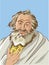 Democritus cartoon style portrait, vector