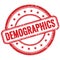 DEMOGRAPHICS text on red grungy round rubber stamp