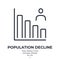 Demography statistics and population decline concept editable stroke outline icon isolated on white background flat vector