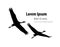 Demoiselle crane in flight silhouette. Template design for banner, t-shirt, cover