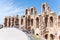 Demolished ancient walls and arches in El Djem Amphitheatre