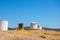 Demolished windmills on the hill in the city of Bodrum