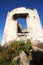 Demolished windmills on the hill in the city of Bodrum