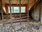 demolition of the attic of an old house. partitions made of boards and