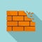 Demolition brick wall icon, flat style