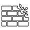 Demolition brick wall icon, outline style