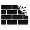 Demolition brick wall icon, simple style