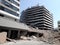demolition of the building in the city, collapsed building, AI generated