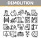 Demolition Building Collection Icons Set Vector