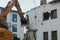 Demolition of a building. An excavator breaks an old house.