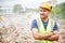 Demolition construction work. Worker at building site