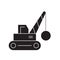 Demolition crane black vector concept icon. Demolition crane flat illustration, sign