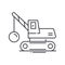 Demolition crane icon, linear isolated illustration, thin line vector, web design sign, outline concept symbol with