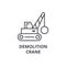 Demolition crane vector line icon, sign, illustration on background, editable strokes