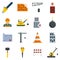 Demolition work icons set flat vector isolated
