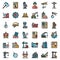 Demolition work icons set vector flat