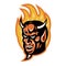 Demon Devil Horns Fire Retro