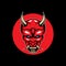 Demon mask from Japan, Hannya mask, Oni mask illustration