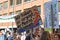 Demonstration during Global Climate Strike with cardboard banner and German slogan saying `We`ve blown it, the sea level is rising