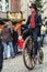 Demonstration of penny-farthing riders during the Dickens Festi