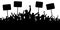 Demonstration, strike, manifestation, protest, revolution. Silhouette background vector. Sports, mob, fans. Crowd