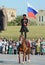 Demonstrative performance by the Kremlin Riding School on Poklonnaya Hill in honor of the Russian Flag holiday.